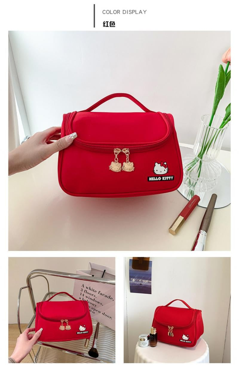 Hello Kittys Cosmetic Bag Cute Cosmetic Bag Girl Portable Large Capacity Travel Wash Up Skin Care Products Storage Bag