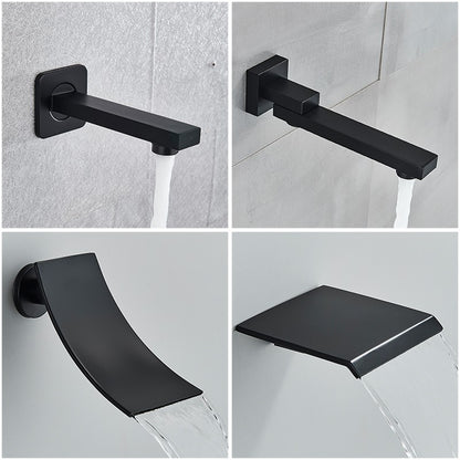 Black Concealed Shower System Rain Waterfall Bathroom Embedded Shower Faucet Set with Tub Spout