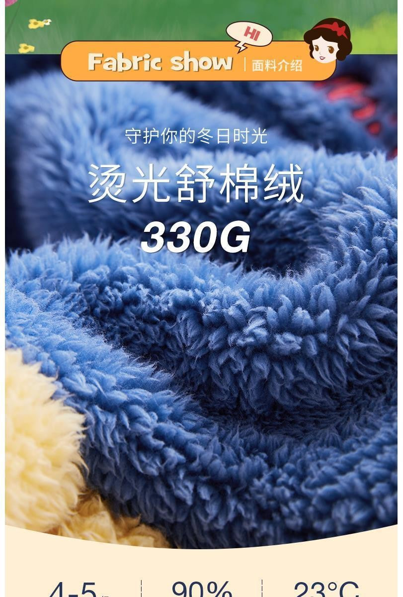 Disney Snow White Kids Hooded Robe Winter Princess Child Thick Keep Warm Long Nightgown Front Button Coral Fleece Soft Bathrobe