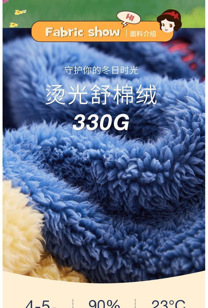 Disney Snow White Kids Hooded Robe Winter Princess Child Thick Keep Warm Long Nightgown Front Button Coral Fleece Soft Bathrobe