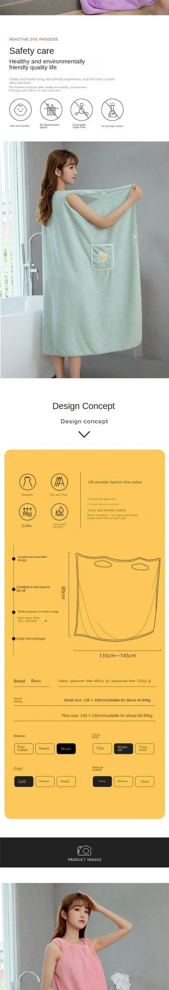 Bath Towel Household Women Wearable Wrap Adults Absorb Water Polyester Dry Hair Skirt Long Style Bathroom Washable Bathrobe