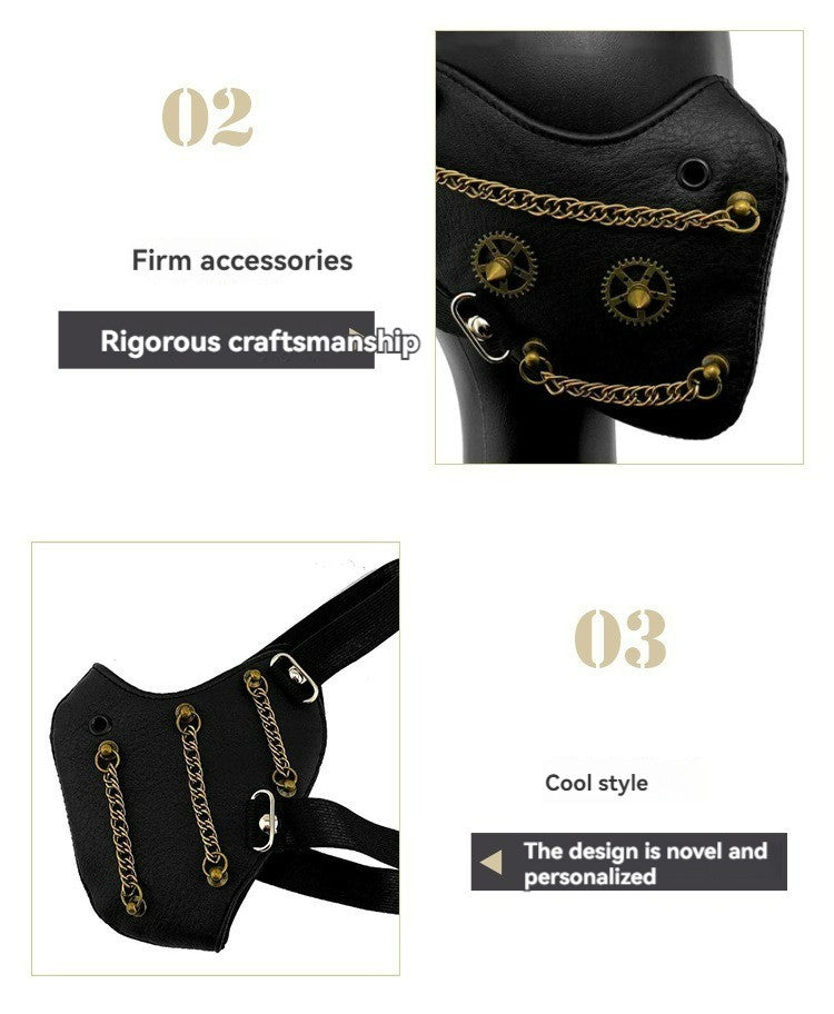 Saibo punk steampunk party protective mask personality chain Halloween adult face mask