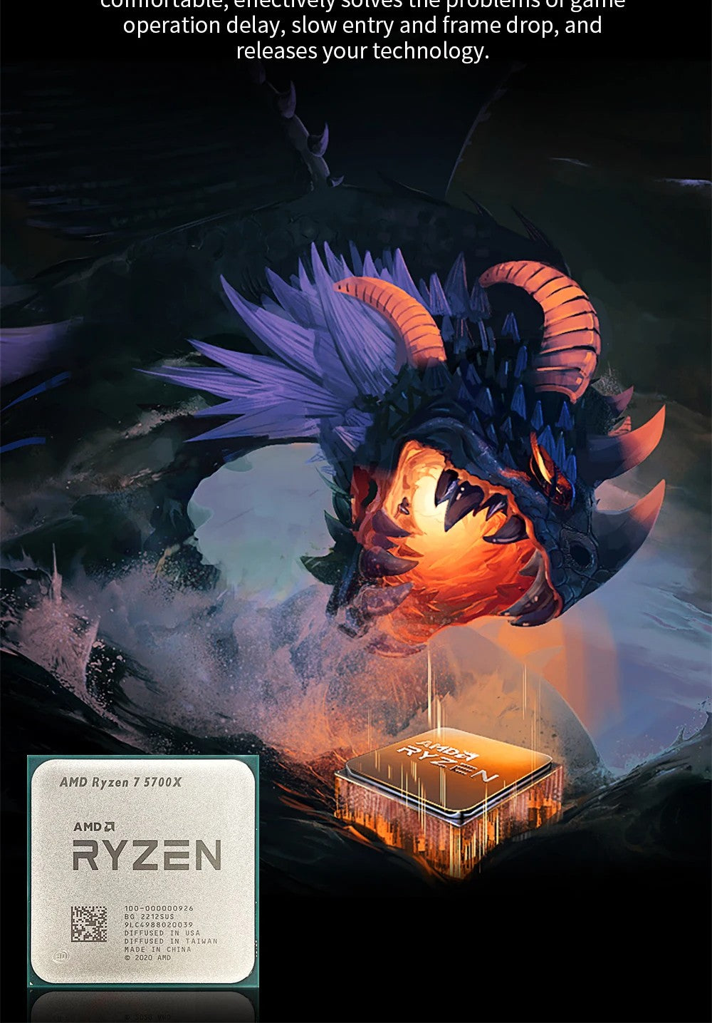 NEW AMD Ryzen 7 5700X 8-Core 16-Thread AM4 Applicable to B550 3.4GHz 65W 7NM L3=32M R7 5700X Gaming Processor DDR4 No Fan