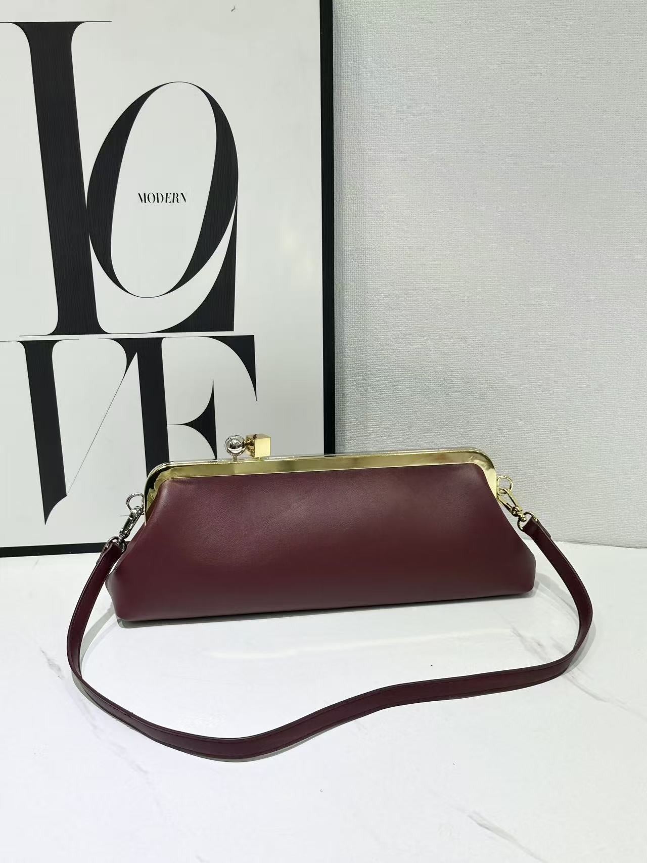 Fashion Long Clutch Bag for Women Luxury Designer Kiss Clip Handbags Luxury Pu Leather Underarm Shoulder Bags Trend Party Purses