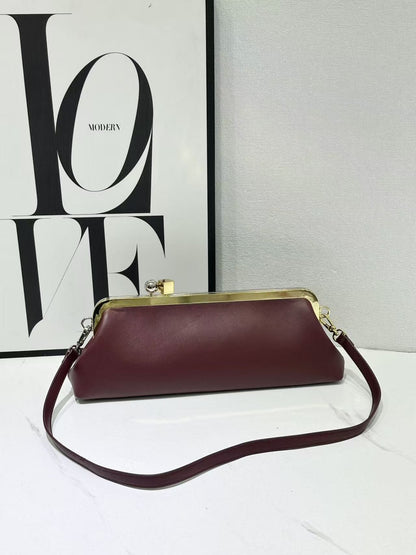 Fashion Long Clutch Bag for Women Luxury Designer Kiss Clip Handbags Luxury Pu Leather Underarm Shoulder Bags Trend Party Purses