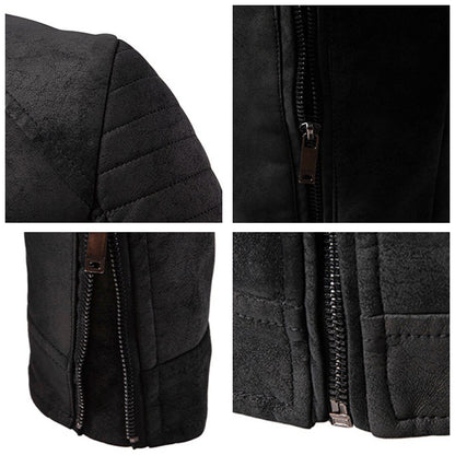 Autumn Winter Breathable Solid Windproof Men Coat New Casual Retro Leather Jacket Outdoors Fashion Versatile Stand Collar Tops