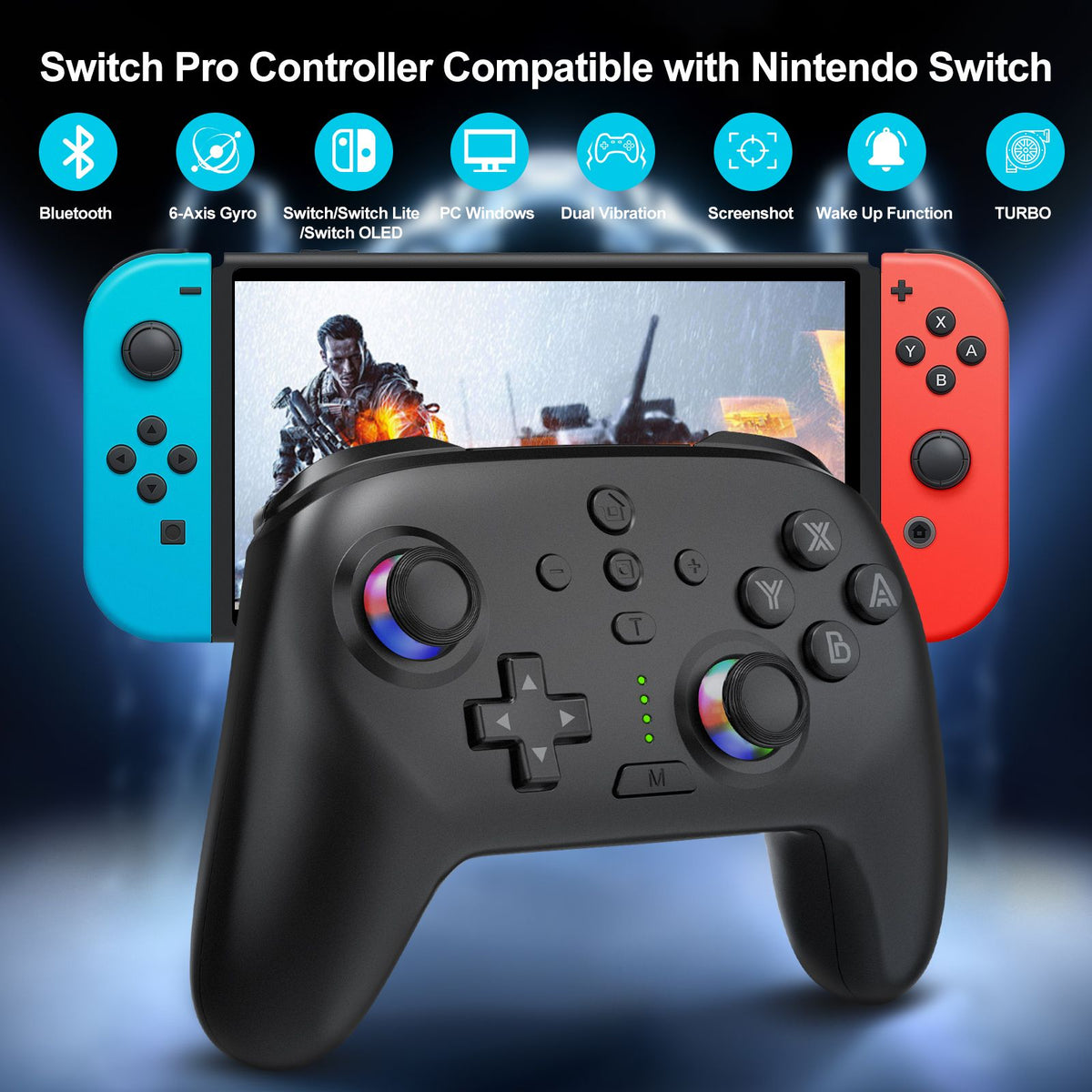 Switch Controllers, Wireless Switch Pro Controller Compatible with Switch/Switch Lite/Switch OLED, Programming Pro Controller Su