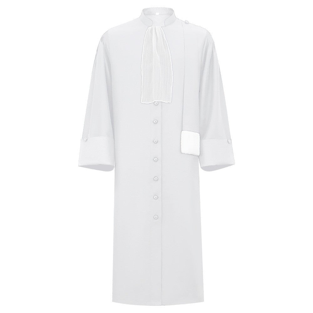 Barrister Robe Medieval Lawyer Costume with Pleated Jabot Collar Clergy Choir Robe Vintage Priest Cosplay Outfit
