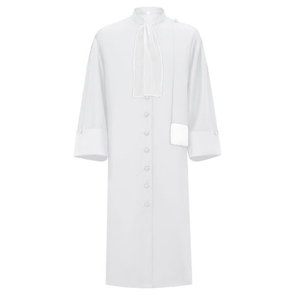 Barrister Robe Medieval Lawyer Costume with Pleated Jabot Collar Clergy Choir Robe Vintage Priest Cosplay Outfit