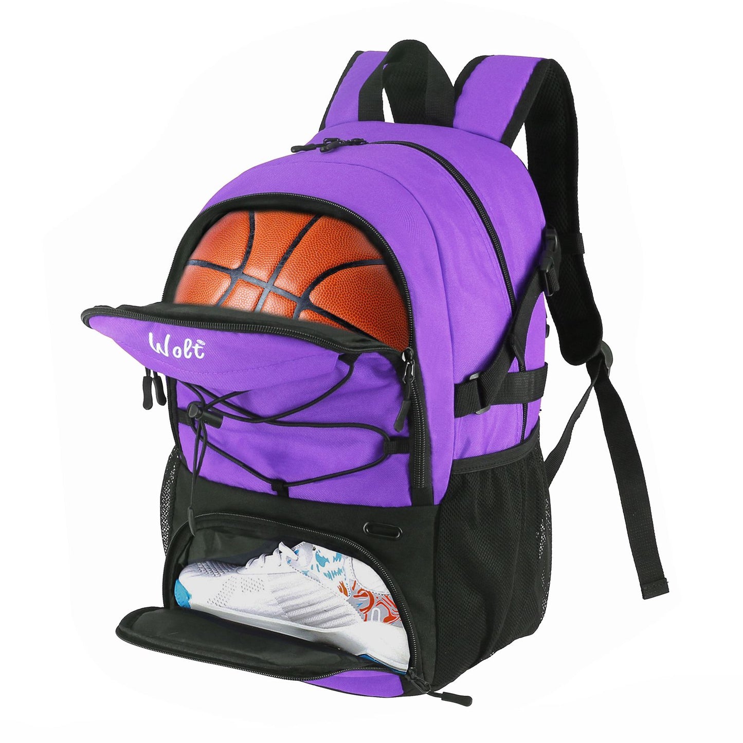 Wolt | Basketball Backpack Large Sports Bag with Separate Ball holder & Shoes compartment, Best for Basketball, Soccer, Voll