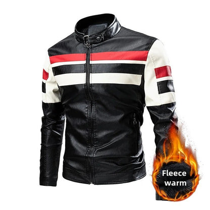 2022 Fashionable Casual Men's Leather Jacket Splice Motorcycle Amazon Vintage Cross-Border Spring Autumn Thin Style Wear