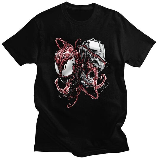 Male Carnage And Venom T Shirts Summer Harajuku Stylish Men Women Hip Hop Cotton Vintage Printed Cartoon Breathable Unisex Tops