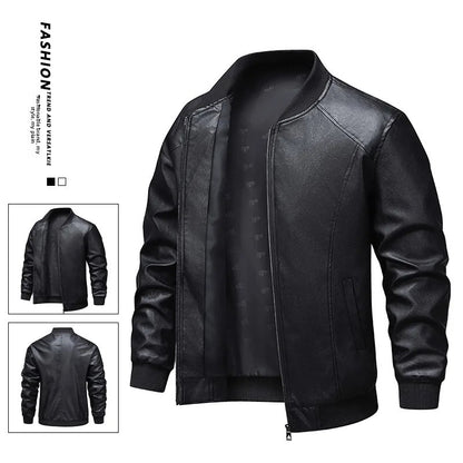Men's Slim Fit Leather Jacket 2025 New Style Versatile Cool Fashionable PU Leather Coat Casual Streetwear