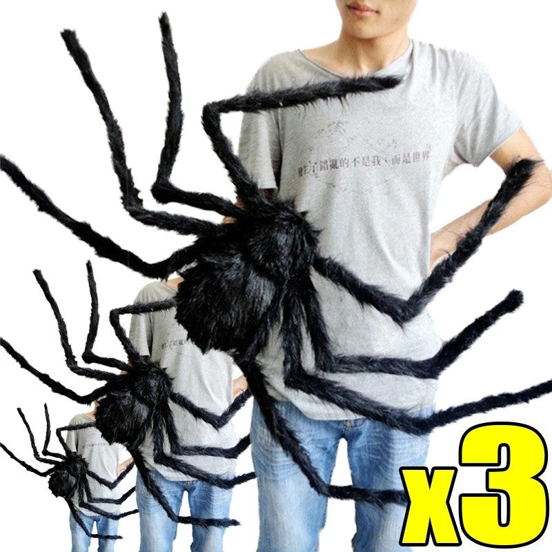3/2/1pcs Halloween Decor Giant Black Plush Spider Halloween Party Bar Haunted House Horror Props Outdoor Scary Large Spiders