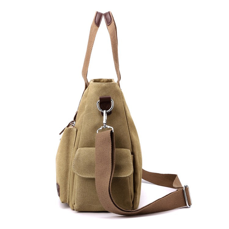 Canvas retro crossbody bag, handbag commuting bag, shoulder bag, work bag, large capacity handbag