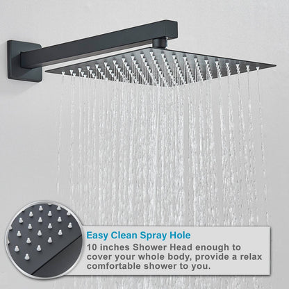 Black Concealed Shower System Rain Waterfall Bathroom Embedded Shower Faucet Set with Tub Spout