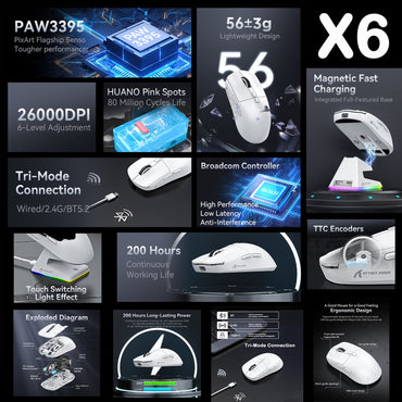 Attack Shark X11/X6/X3/R1 RGB Wireless Gaming Mouse, Bluetooth Tri-Mode Connectivity,  Lightweight, Ergonomic for VALORANT&FPS