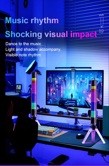 RGB Sound Pickup Lamp LED Atmosphere Lights Music Rhythm Light Muticolor Music Sync for Party Esports Room Automobile Decoration