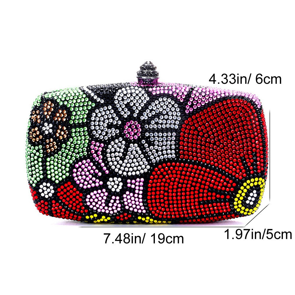 Women Multi Flower Rhinestone Clutches Luxury Diamond Wedding Purse Crystal Dinner Handbags Designer Party Stones Minaudere Bags