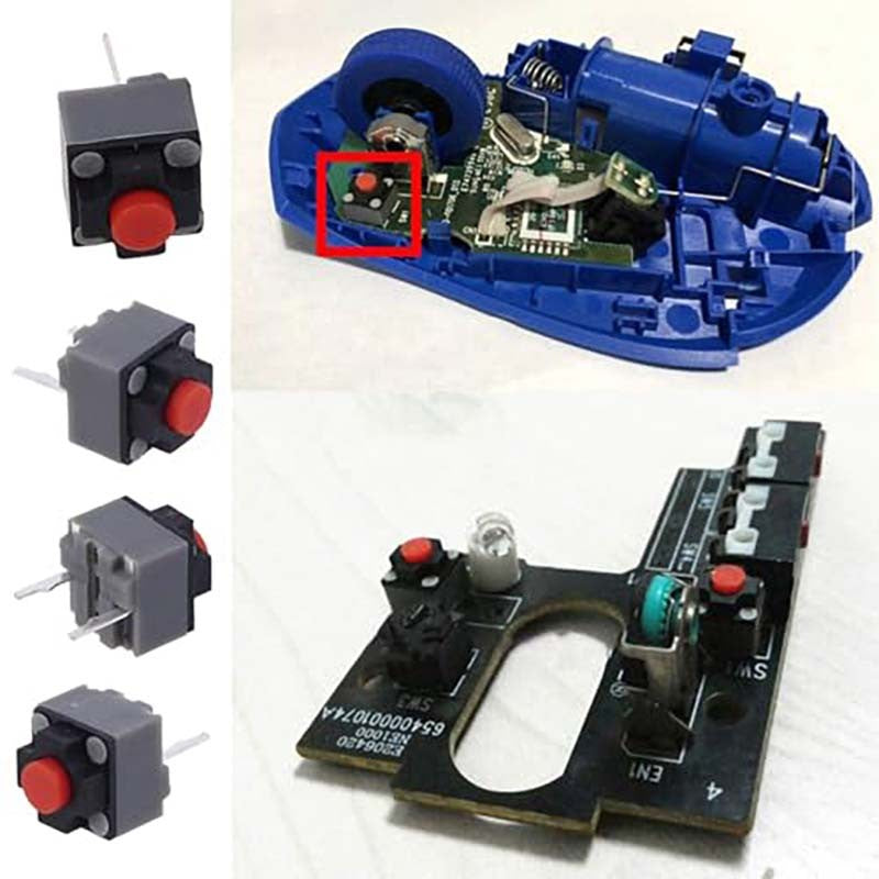 5PCS/10PCS KAILH 6 * 6 * 7.3mm Square Silent Mouse Micro Switch Thundersnake Logitech M330M220M590 Button Accessory