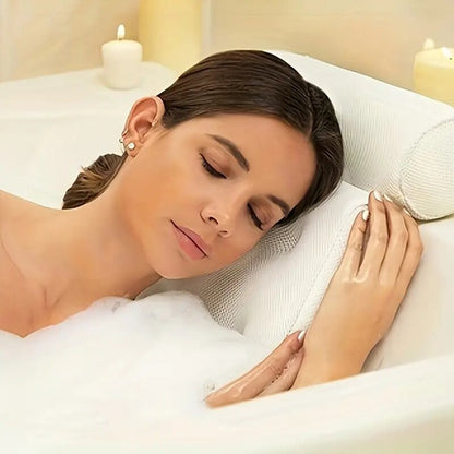 1 spa bathtub pillow with anti slip suction cups for neck and back support, bathtub/bathroom accessory