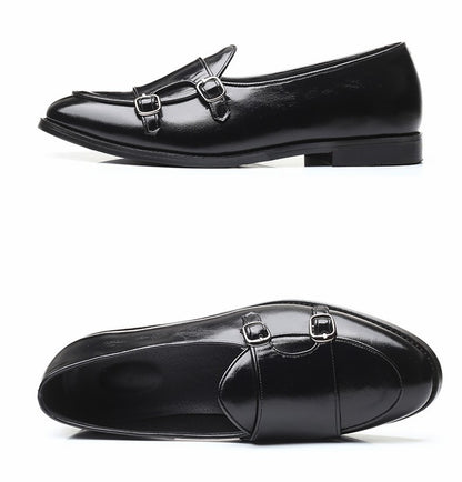 Man Shoes Leather Loafers designer Fashion Slip-on Casual Comfortable Double Monk Dress Shoe