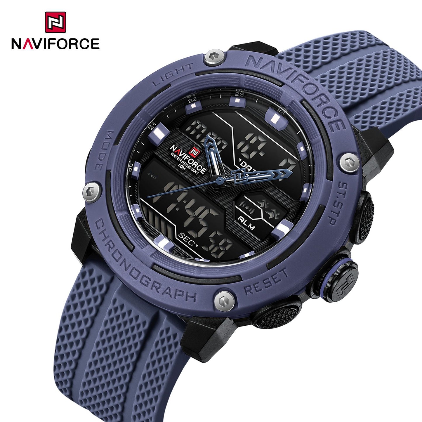 NAVIFORCE Sport Watch for Men Waterproof Dual Display Quartz Wristwatch Mens Digital Date Clock Military Stopwatch Reloj Hombre