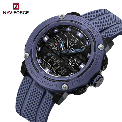 NAVIFORCE Sport Watch for Men Waterproof Dual Display Quartz Wristwatch Mens Digital Date Clock Military Stopwatch Reloj Hombre
