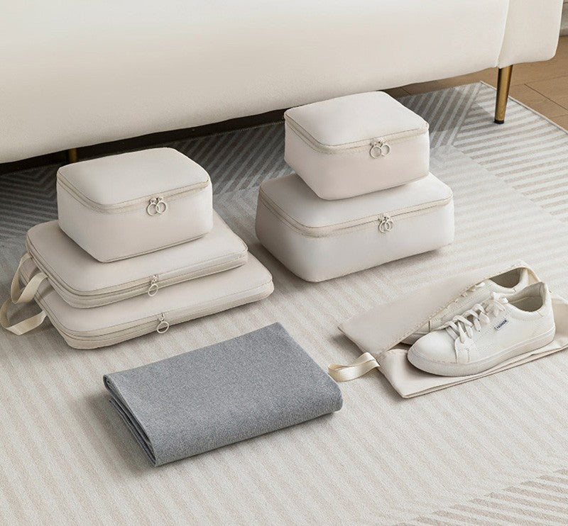 6Pcs Travel Compression Packing Cubes Bag Waterproof Handheld Clothe Separation Storage Bag Portable Suitcase Clothes Organizers