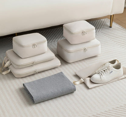 6Pcs Travel Compression Packing Cubes Bag Waterproof Handheld Clothe Separation Storage Bag Portable Suitcase Clothes Organizers