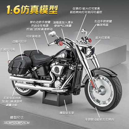 Remote Start Spray 1:6 Harley Davidson Softail Fat Boy American Motorcycle Alloy Metal Diecast Model Desktop Display Decorations