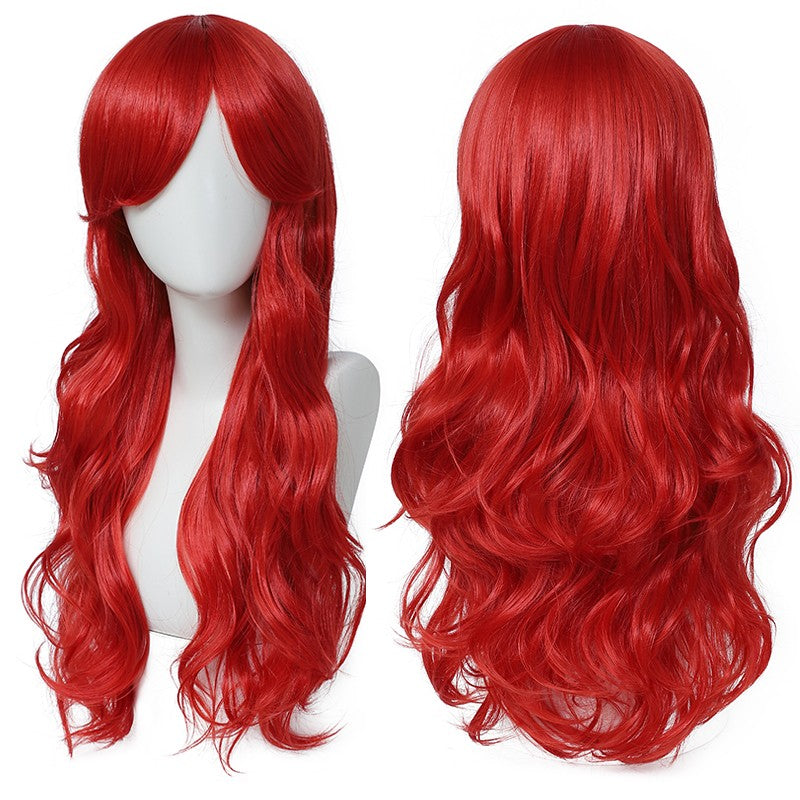 Peruca Cosplay Anime Versátil Multicolorida Cabelo Longo Cacheado com Cabelo Levemente Cacheado Peruca de Fibra Sintética