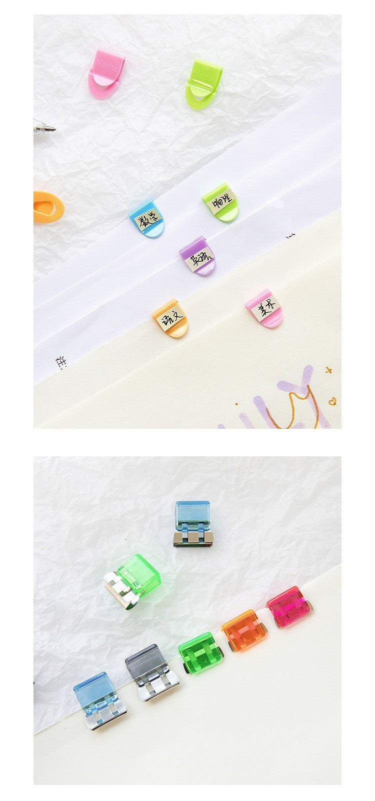 10/20pcs Mini Paper Clips Set Candy Color Transparent Metal Bookmark for File Index Page Holder Clamp Memo Office School F709