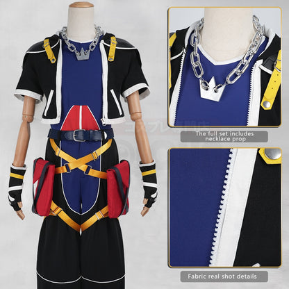 HOLOUN Sora Cosplay Costume Game KH2 Convention Halloween Christmas Coat Pants Vest Belt Gloves Necklace
