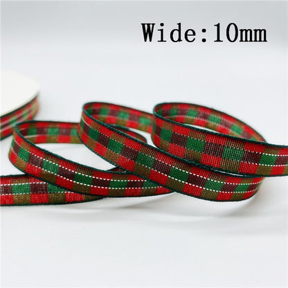 5yards/Lot 10mm 25mm Plaid Ribbon Christmas Decor Ribbon For Handmade Design Christmas Decoration DIY Gift Wrapping