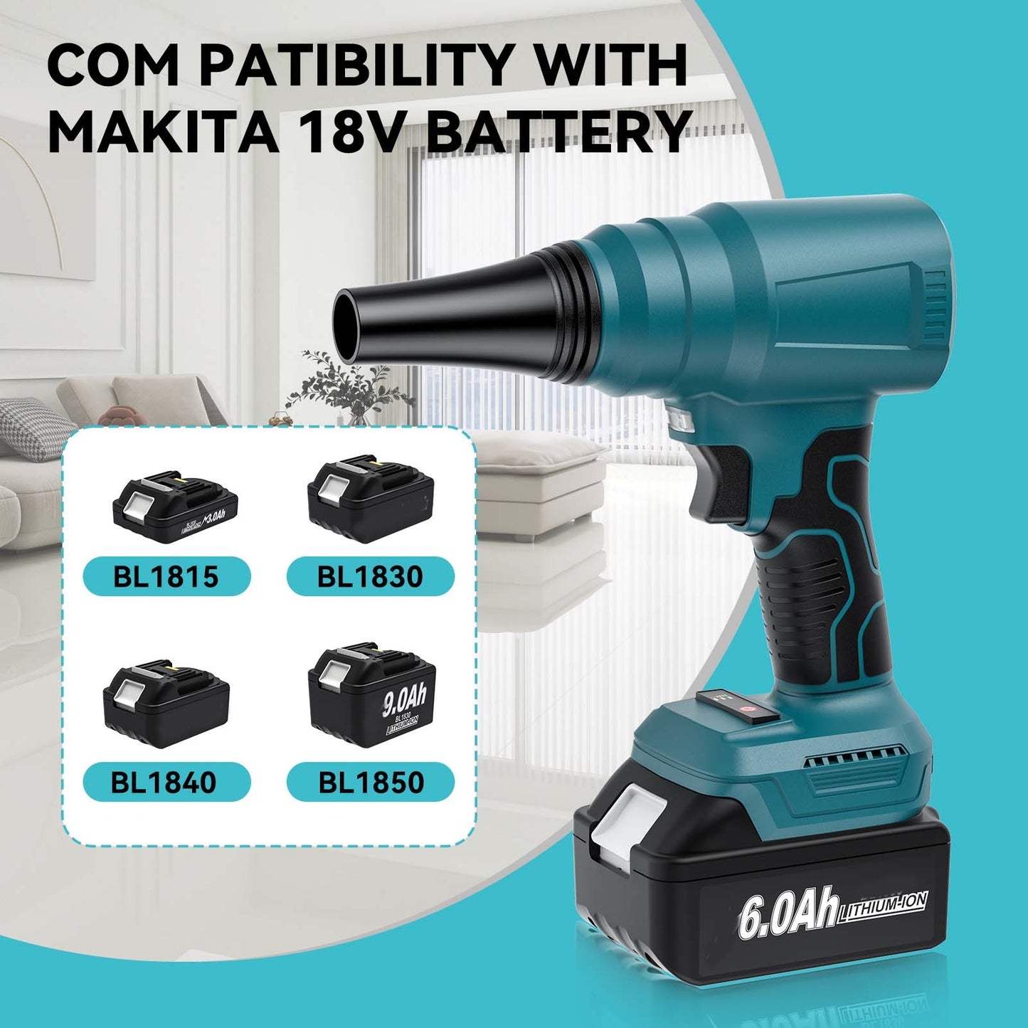 Soprador de ar elétrico sem fio Turbo Jato Recarregável Portátil Para Folhas de Jardim Ferramenta de Sopro de Poeira Para Bateria Makita 18V