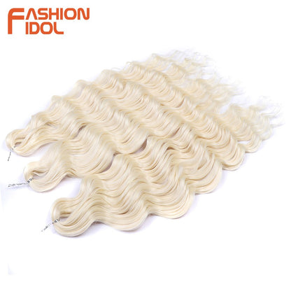 FASHION IDOL Cabelo de Crochê Torção Laranja Extensões de Cabelo Trançado de Onda Profunda Sintética Cabelo Onda de Água 24 Polegadas Fibra Resistente ao Calor