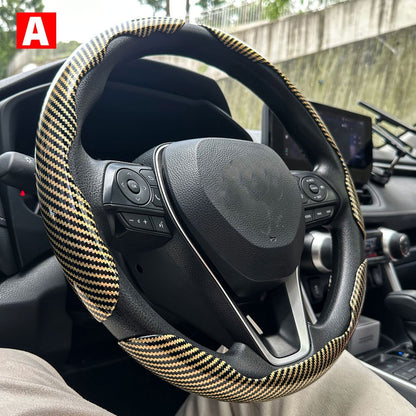 1 par de capas para volante de carro, impulsionador de microfibra, acessórios decorativos internos automotivos, fibra de carbono universal