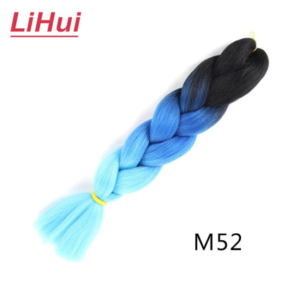 Cabelo Sintético Trança Jumbo 24 Polegadas Ombre Jumbo Extensão de Cabelo para Mulheres Tranças DIY Roxo Rosa Amarelo Cinza Lihu