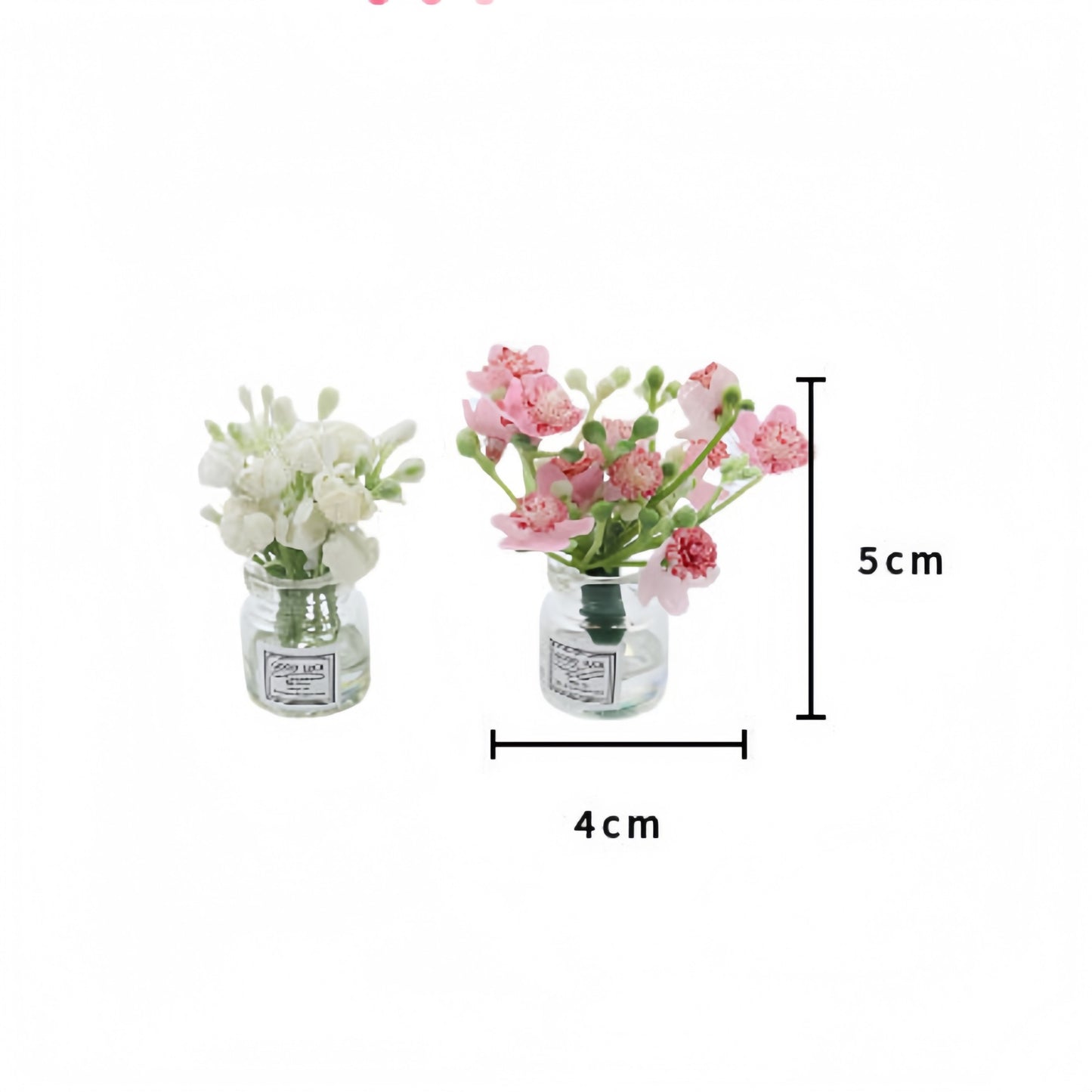 White Simulated Flower Vase Car Center Console Decoration Mini Vase Pink Purple Blue Yellow Simulated Flower Decoration