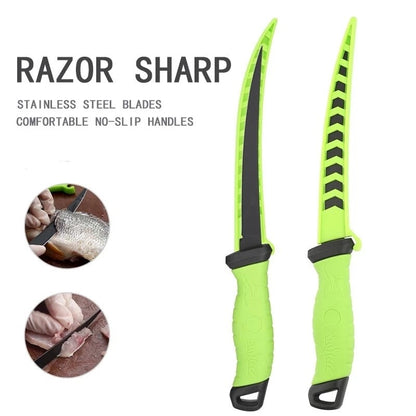 Faca de Pesca para Filetar Desossar Peixe 5 6 7 8 9 Polegadas Faca de Sashimi de Cozinha Antiaderente para Raspar Peixes Faca para Filetar Bainha