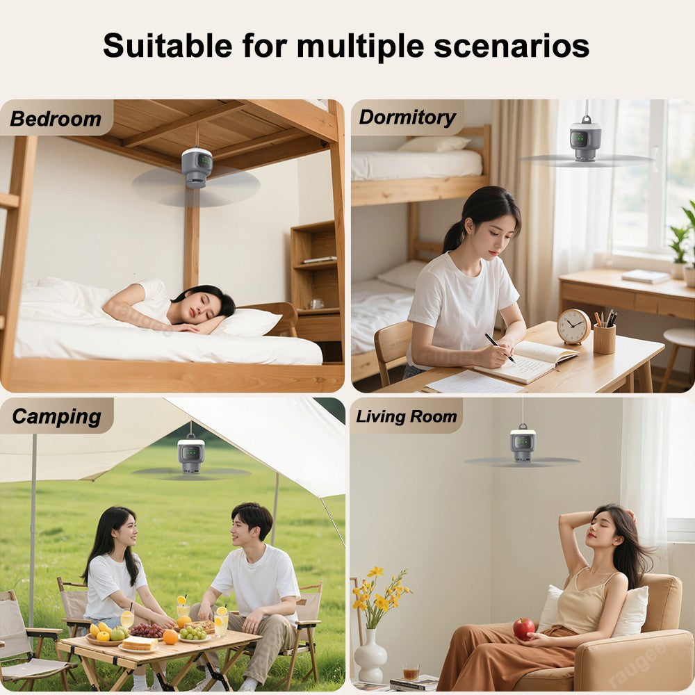 12000mAh Ceiling Fans Portable Camping Fan Tent Air Circulator Cooler Outdoor Rechargeable Electric Fan LED Light Remote Control