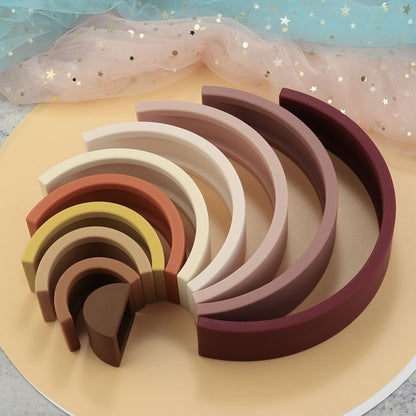 10Pcs/Set Baby Silicone Building Block BPA Free Rainbow Soft Block 3D Educational Montessori Stacking Toys Baby Teether Gift