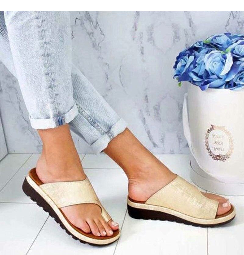 Women Shoes Sandals Orthopedic Corrector Ladies Sandals Flats Soft PU Leather Shoes Woman Sandals Flip Flops Sapato Feminino