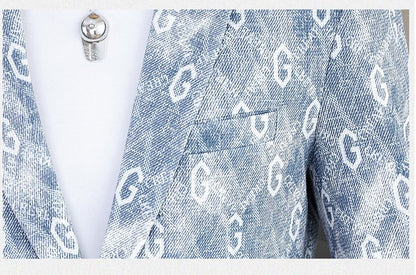 New Floral Pattern Autumn Winter Men's Suit Slim Fit Youth Formal Single Blazer Jacket