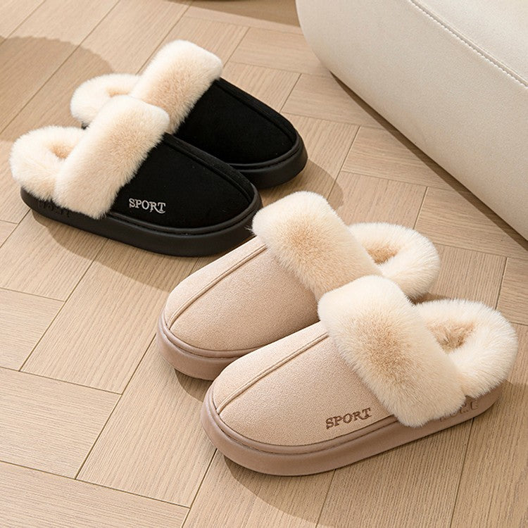 Casual Fluffy Slippers Women House Winter Plush Designer Shoes Ladies Flats Home Warm Fashion Elegant Solid Platform Footwear