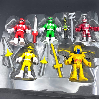 Novo Pacote Imaginext Power Rangers Verde Amarelo Vermelho Goldar Lord Zedd Heróis Vilões Bonecos Articulados c/ Armas Modelos Brinquedos