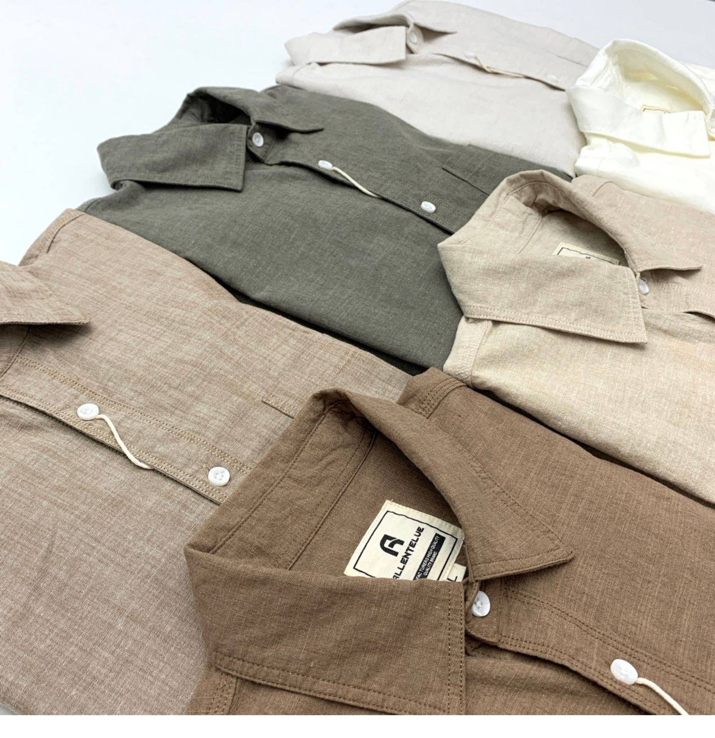 Sold Color Mens Cotton Linen Shirts Harajuku Casual Simple Comfortable Long Sleeve Loose Buttons Blouses Shirt With Chest Pocket