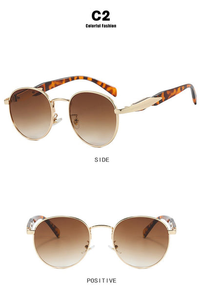 New European And American Circular Sunglasses For Women's Street Photography Metal Sunglasses Trendy Sun Glasses