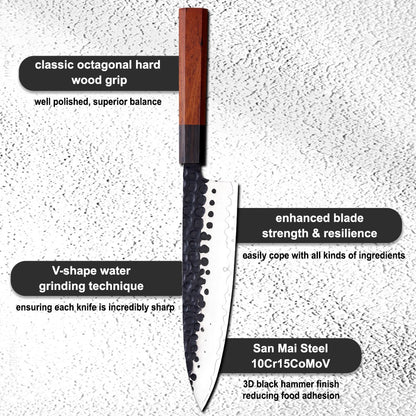Amber 1-5pcs Kitchen Knives Set 3 Layers AUS-10 Steel Chef Knife Professional Japanese Knife Cooking African Mkuruti Handle